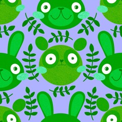 Cartoon retro animals seamless rabbits and bears pattern for wrapping paper and fabrics and linens