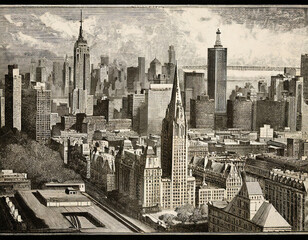 Vintage illustration of New York from the early 20th century.