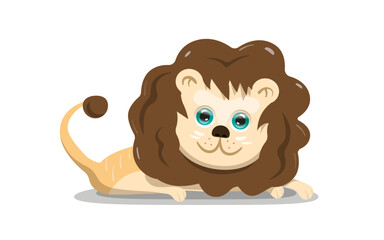 Lion vector cartoon - cute animal isolated on white background