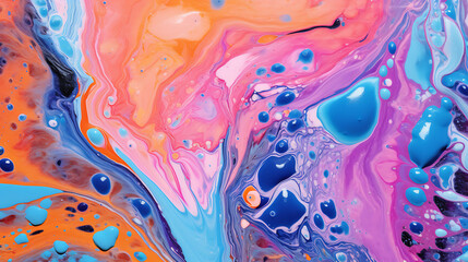 Abstract acrylic painting colorful background. Fluid fantasy pattern with vibrant colors. Liquid texture art wallpaper