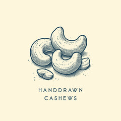 Handdrawn Illustration of cashews