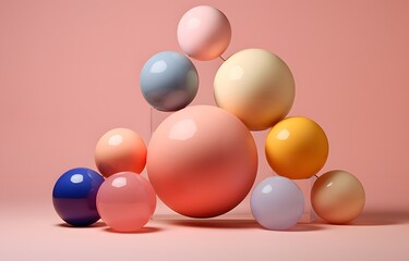 3d design of a colored ball on a peach background