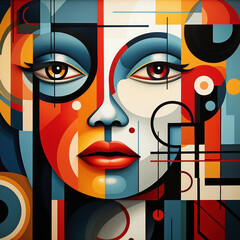 Geometric woman facial mosaic