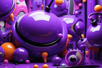 Fototapeta premium Liquid 3d paint background with fractal shapes.