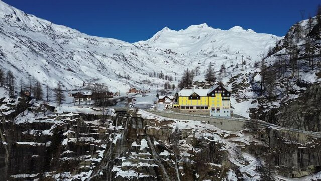 Landscape of Toce waterfall in the Italian Alps