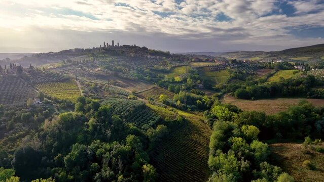 Aerial view of rural landscape Tuscany