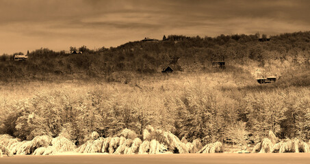 Winter landscape Bromont Shefford Quebec Canada