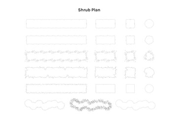 set of shrub tree top view for landscape plan and architecture element. trees plan line cad, tree plan drawing, elements for environment and garden