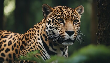 Majestic Jaguar in Its Forest Habitat