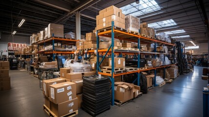 Maximized Warehouse, Dense Shelving - AI Generated