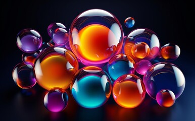 Colorful Abstract Bubbles with Reflective Surfaces