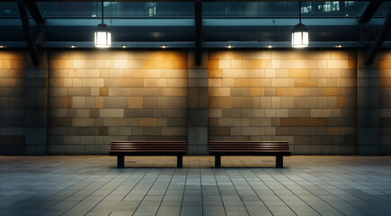 Beautiful image of empty station waiting chair. Copy space