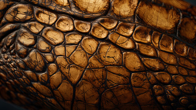 Macro assembly of shades and patterns on the skin of an alligator