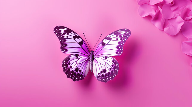 Portrait of a sweet butterfly on a pink background