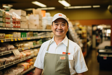 Portrait of a smiling man working as Grocery Clerk 