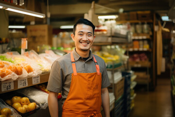 Portrait of a smiling man working as Grocery Clerk 