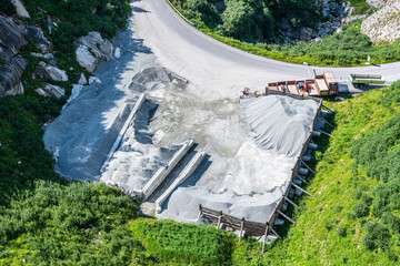 Top view of construction work. Concrete.Sand
