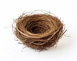 Empty bird nest isolated on white background