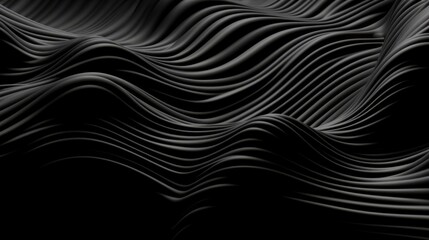 Three dimensional render of black wavy pattern. Black waves abstract background texture. Print, painting, design, fashion. Line concept. Design concept. Art concept. Wave concept. Colourful background
