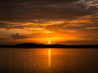 Fototapeta na wymiar Orange sunrise over plant city florida