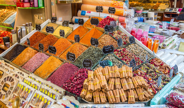 Egyptian Spice Market and Side Street Markets in Istanbul, Turkey.