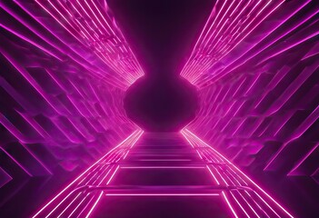 Vector infinite round tunnel of shining flares on violet background. Glowing points form sectors. Abstract cyber colorful background for your designs. Elegant modern geometric wallpaper  Nightclub