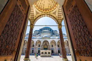 Suleymaniye Mosque Courtyard Entrance in Istanbul, Turkey.