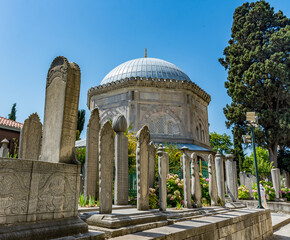 Suleymaniye Mosque Cemetery and Tomb in Istanbul, Turkey.