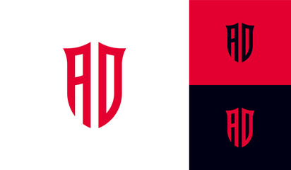 Letter AD emblem shield initial monogram logo design - obrazy, fototapety, plakaty