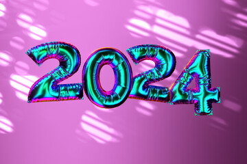 2024 3d inflated letters helium balloons, celebrating new year
