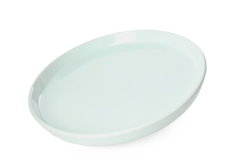 Clean light blue plate isolated on white