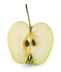Half of ripe green apple isolated on white