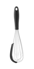 Metal whisk isolated on white. Kitchen utensil