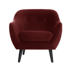 One comfortable dark red armchair isolated on white