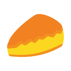 Piece of cheese icon in isometric 3d style on a white background. Cheesecake icon symbol. Food element design for your design. A slice of cake