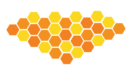Honeycomb hexagon isolated on white background. Vector illustration. Yellow and orange hexagon pattern look like honeycomb - obrazy, fototapety, plakaty