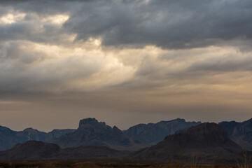 Menacing Clouds Hang Over The Chisos Mountains In Big Bend