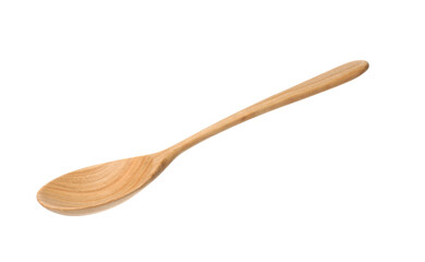 One empty wooden spoon isolated on white