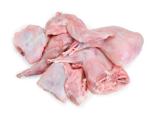 Fresh raw rabbit meat isolated on white, top view