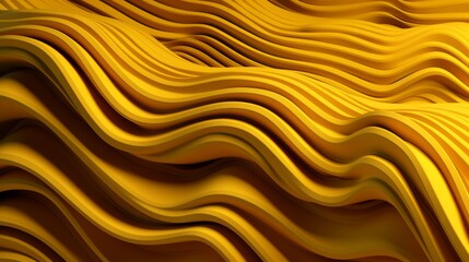 Fototapeta premium Three dimensional render of yellow wavy pattern. Yellow waves abstract background texture. Print, painting, design, fashion. Line concept. Design concept. Art concept. Wave concept. Colourful backgrou