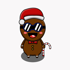 vector illustration of christmas gingerbread man wearing sunglasses