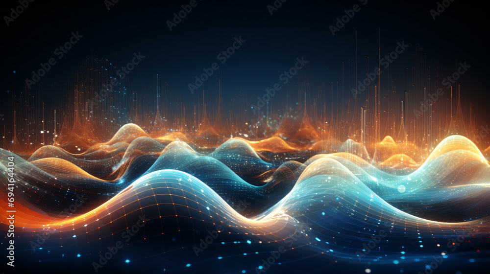 Aufkleber future technology data wave curve abstract color dreamlike background