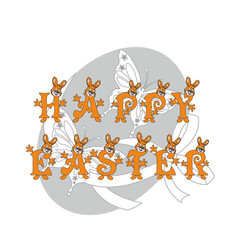 Vector Easter banner. Realistic golden eggs on white background. Happy Easter calligraphy