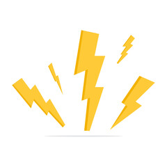 Lightning bolt cartoon with different shape flat illustration vector