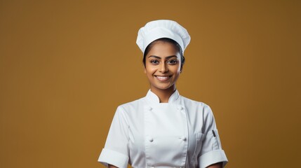 Pretty Indian female young Chef smiling 