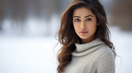 Pretty Indian young woman wears sweater 