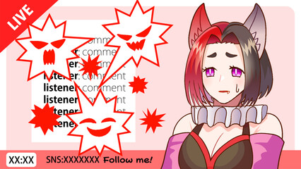 VTuberがライブ配信で話してコメントが荒れているイラスト