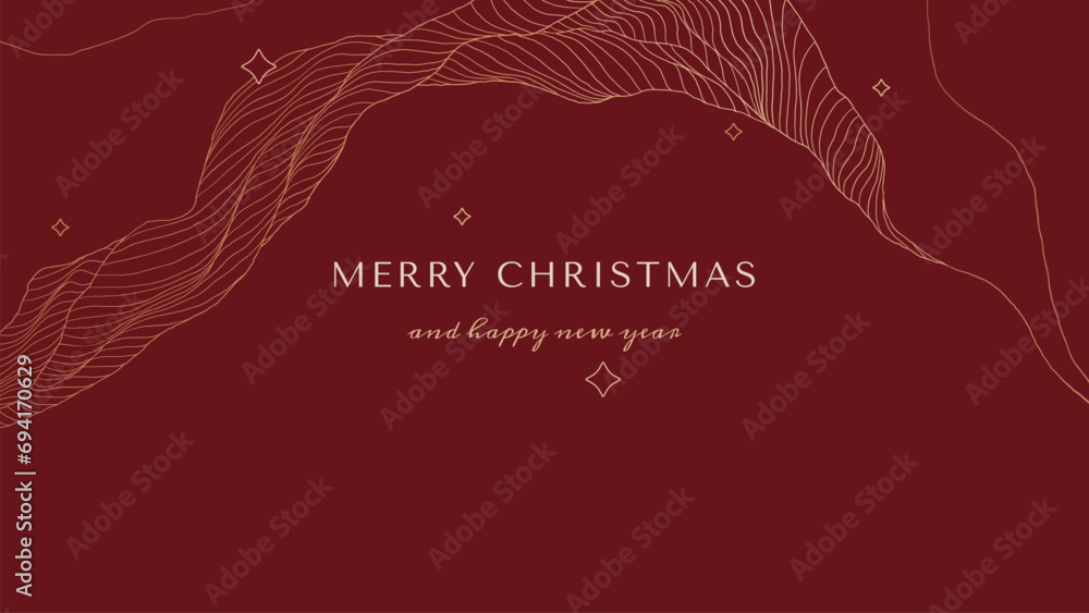 Wall mural Dark red line art Christmas and Happy New Year background