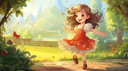 Cartoon of a happy girl