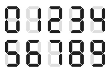 digital numbers, countdown numbers, clock numbers - obrazy, fototapety, plakaty